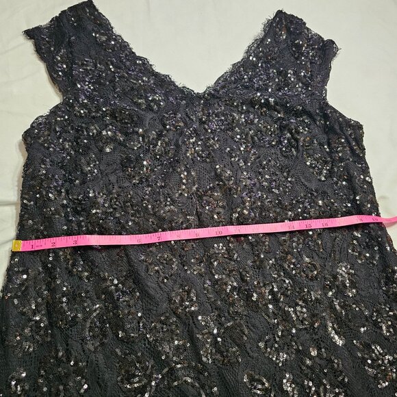 Betsy & Adam Black Sequin Lace Sleeveless Elegant V-Neck Evening Dress Size 18W - Picture 9 of 9